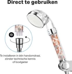 Merkloos Waterbesparende Ionische Douchekop - Handdouche - Regendouchekop - Regendouche - Doucheset - 3 Functies