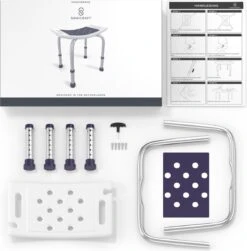 Sanicraft® Douchekruk - In Hoogte Verstelbaar - Douchekrukje - Roestvrij - 150kg Draagkracht - Comfortabel Zitkussen - Inclusief Douchekophouder, Handgrepen, Anti Slip Poten -Merkloos Verkoop 1182x1200 5