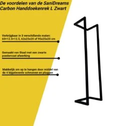 SaniDreams Carbon Handdoekenrek L Zwart - Staal - 90x25x20cm 18 SaniDreams Carbon Handdoekenrek L Zwart - Staal - 90x25x20cm -Merkloos Verkoop 1183x1200 1