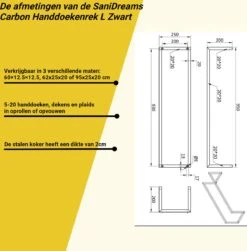 SaniDreams Carbon Handdoekenrek L Zwart - Staal - 90x25x20cm 17 SaniDreams Carbon Handdoekenrek L Zwart - Staal - 90x25x20cm -Merkloos Verkoop 1183x1200