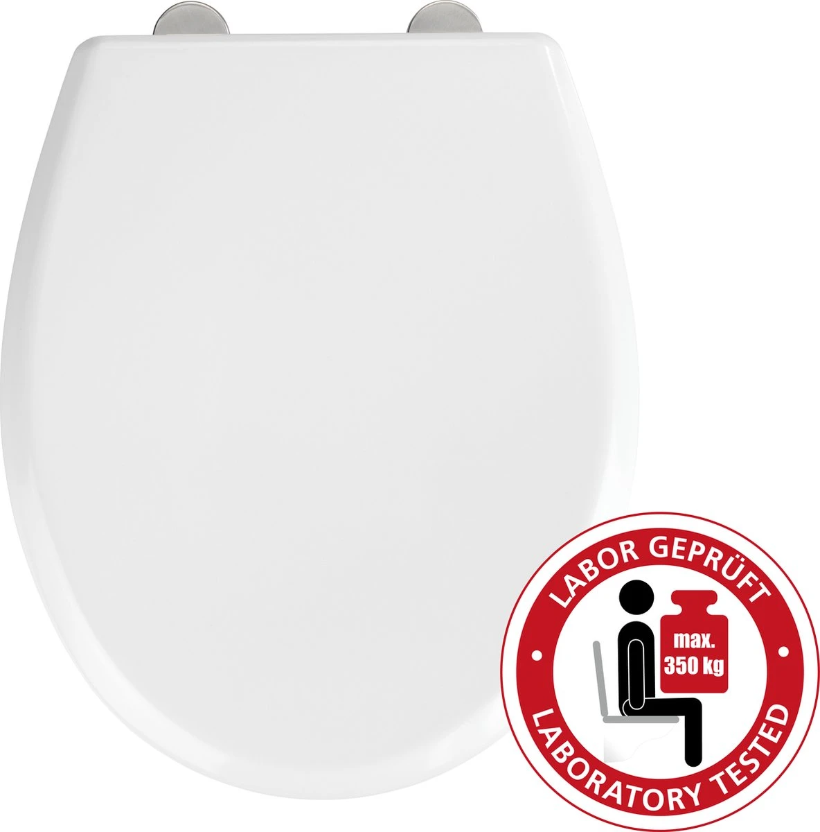 WENKO WC Bril Gubbio - Antibacterieel Wit Duroplast - Easy-Close Sluiting - Fix-Clip Bevestiging In RVS - Belastbaar Tot 350 Kg - Toiletbril - Toiletzitting 3 WENKO WC Bril Gubbio - Antibacterieel Wit Duroplast - Easy-Close Sluiting - Fix-Clip Bevestiging In RVS - Belastbaar Tot 350 Kg - Toiletbril - Toiletzitting - Afbeelding 3