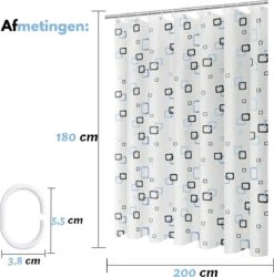 VAIVE Douchegordijn Blauw 180x200 - Anti Schimmel - Douchegordijnen - Ringen -Merkloos Verkoop 1185x1200 9