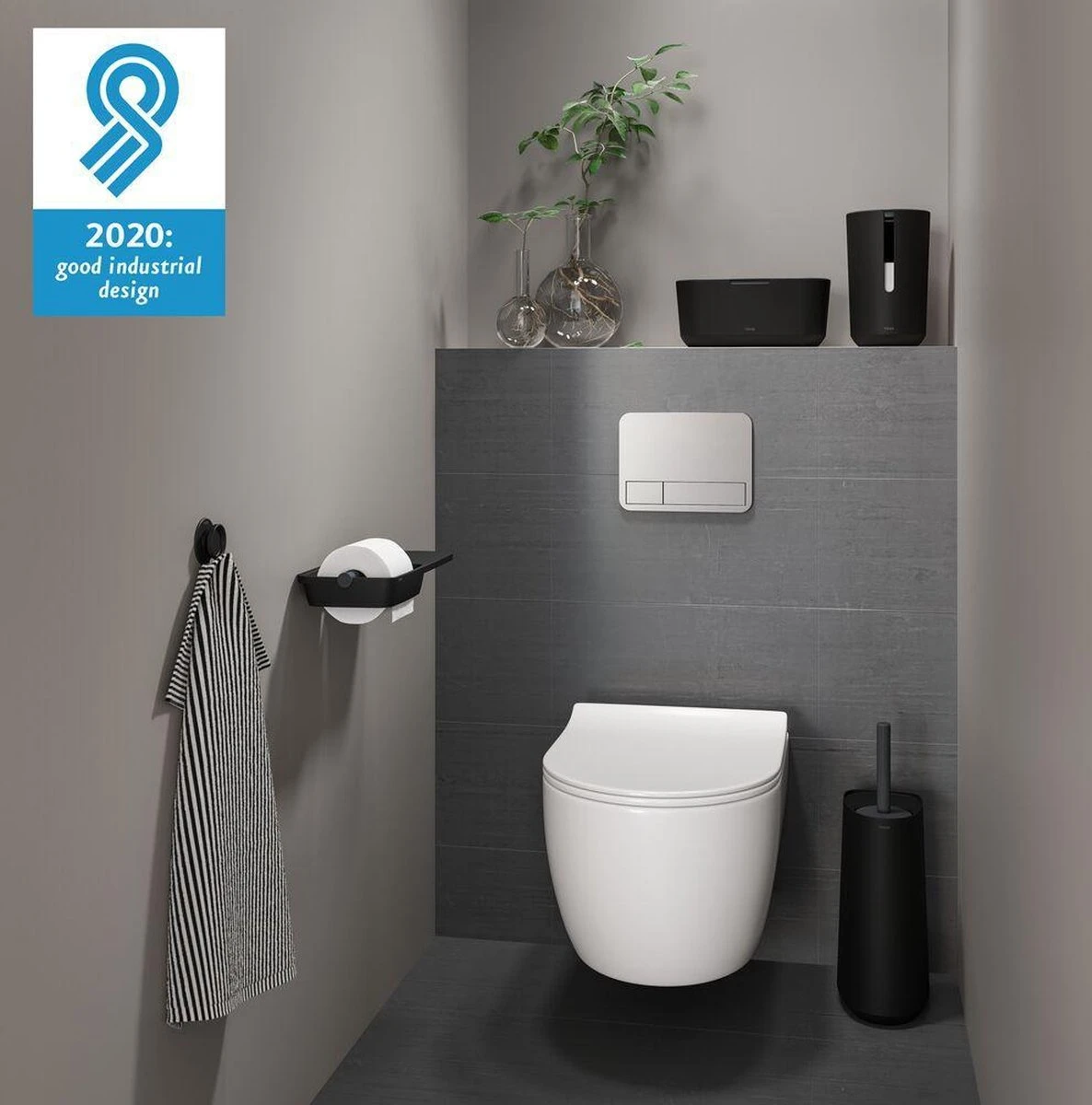 Tiger Tess - Toiletborstelhouder Met Opbergfunctie Vrijstaand En Swoop® Borstel Flexibel - Zwart / Antraciet 5 Tiger Tess - Toiletborstelhouder Met Opbergfunctie Vrijstaand En Swoop® Borstel Flexibel - Zwart / Antraciet - Afbeelding 5