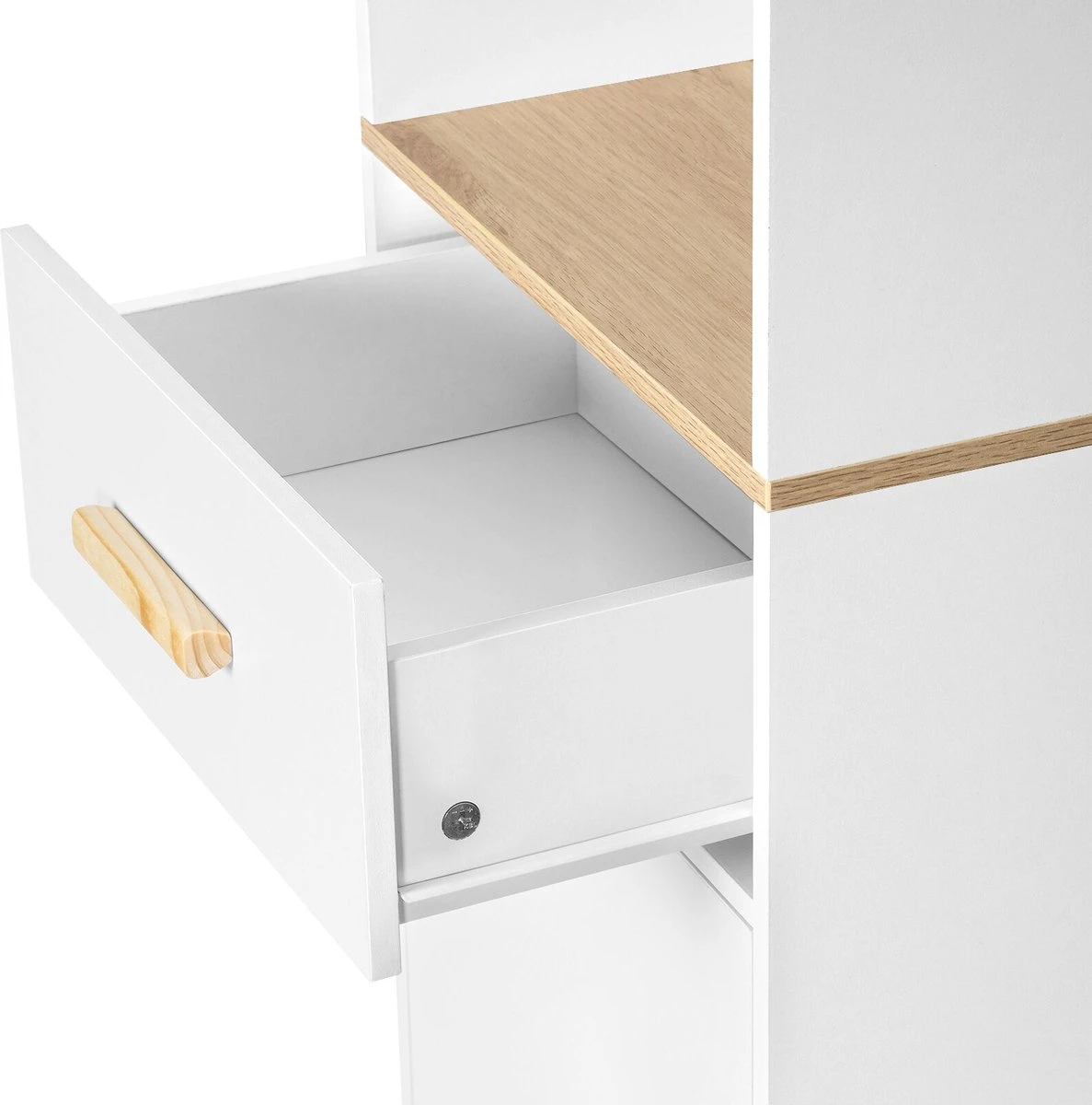 Kamyra® Scandinavisch Badkamermeubel - Badkamerkast, Wastafelmeubel, Opbergkast - Wit - 40x30x180 Cm - MDF 2 Kamyra® Scandinavisch Badkamermeubel - Badkamerkast, Wastafelmeubel, Opbergkast - Wit - 40x30x180 Cm - MDF - Afbeelding 2