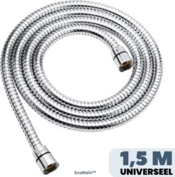EcoRain – Universele Doucheslang 1.5 Meter – 150 Cm – Anti Lek – G ½ 1/2" - Draaiaansluiting – Waterkraan Slang - Chroom