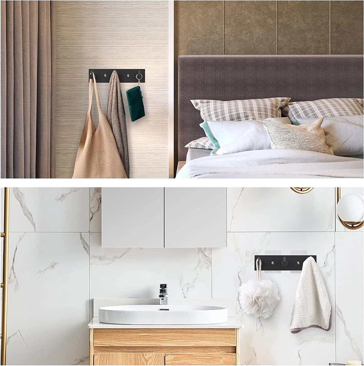 Merkloos Handdoekhaakjes - 3 In 1 Handdoekhaak - Wandhaak - Muurhaak - Zwart 6 Merkloos Handdoekhaakjes - 3 In 1 Handdoekhaak - Wandhaak - Muurhaak - Zwart - Afbeelding 6