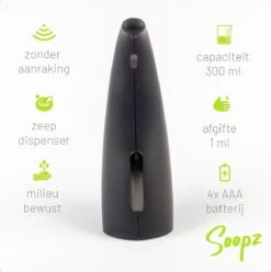 Soopz Black Graphite Classic - Automatische Zeepdispenser - No Touch Sensor - Mat Zwart - 300ml – Zeeppompje -Merkloos Verkoop 1195x1200 4