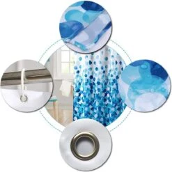 Douchegordijn - 180x200 Cm - Incl. Ringen - Waterdicht - Sneldrogend & Anti Schimmel - Wasbaar & Duurzaam - Polyester - Blue Petals 10 Douchegordijn - 180x200 Cm - Incl. Ringen - Waterdicht - Sneldrogend & Anti Schimmel - Wasbaar & Duurzaam - Polyester - Blue Petals -Merkloos Verkoop 1198x1200 13