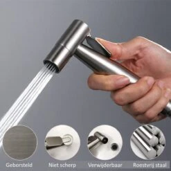 BetterSells® Bidet Handdoucheset - Shattaf - Bidet Sproeier Uit Geborsteld RVS - Inclusief Slang, T-stuk & Wandhouder -Merkloos Verkoop 1198x1200 21