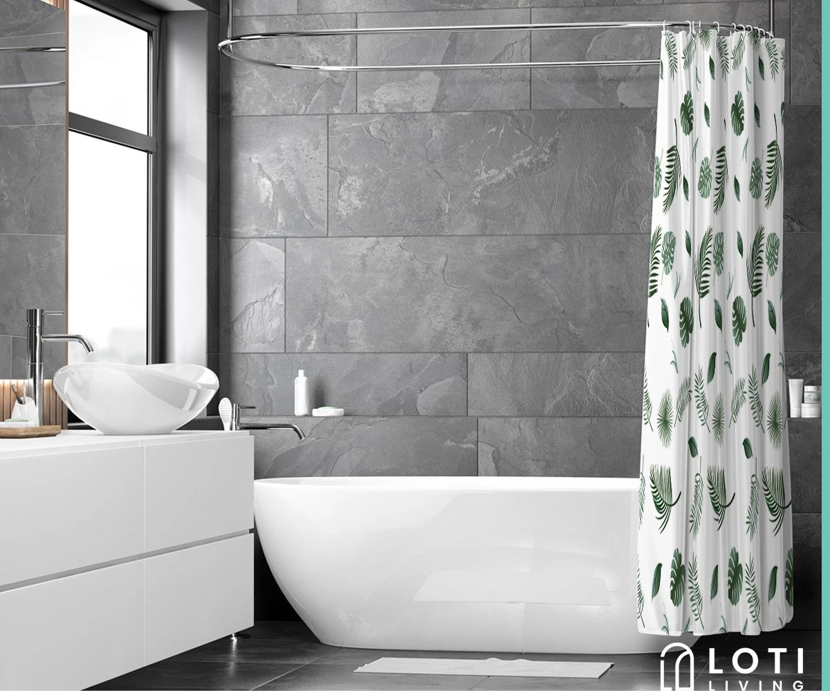 Loti Living Douchegordijn Anti Schimmel – Blaadjes - Inclusief Ringen – Waterdicht - Polyester - Douchegordijn 180x200 Cm 3 Loti Living Douchegordijn Anti Schimmel – Blaadjes - Inclusief Ringen – Waterdicht - Polyester - Douchegordijn 180x200 Cm - Afbeelding 3