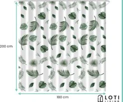 Loti Living Douchegordijn Anti Schimmel – Blaadjes - Inclusief Ringen – Waterdicht - Polyester - Douchegordijn 180x200 Cm 9 Loti Living Douchegordijn Anti Schimmel – Blaadjes - Inclusief Ringen – Waterdicht - Polyester - Douchegordijn 180x200 Cm -Merkloos Verkoop 1200x1000 30