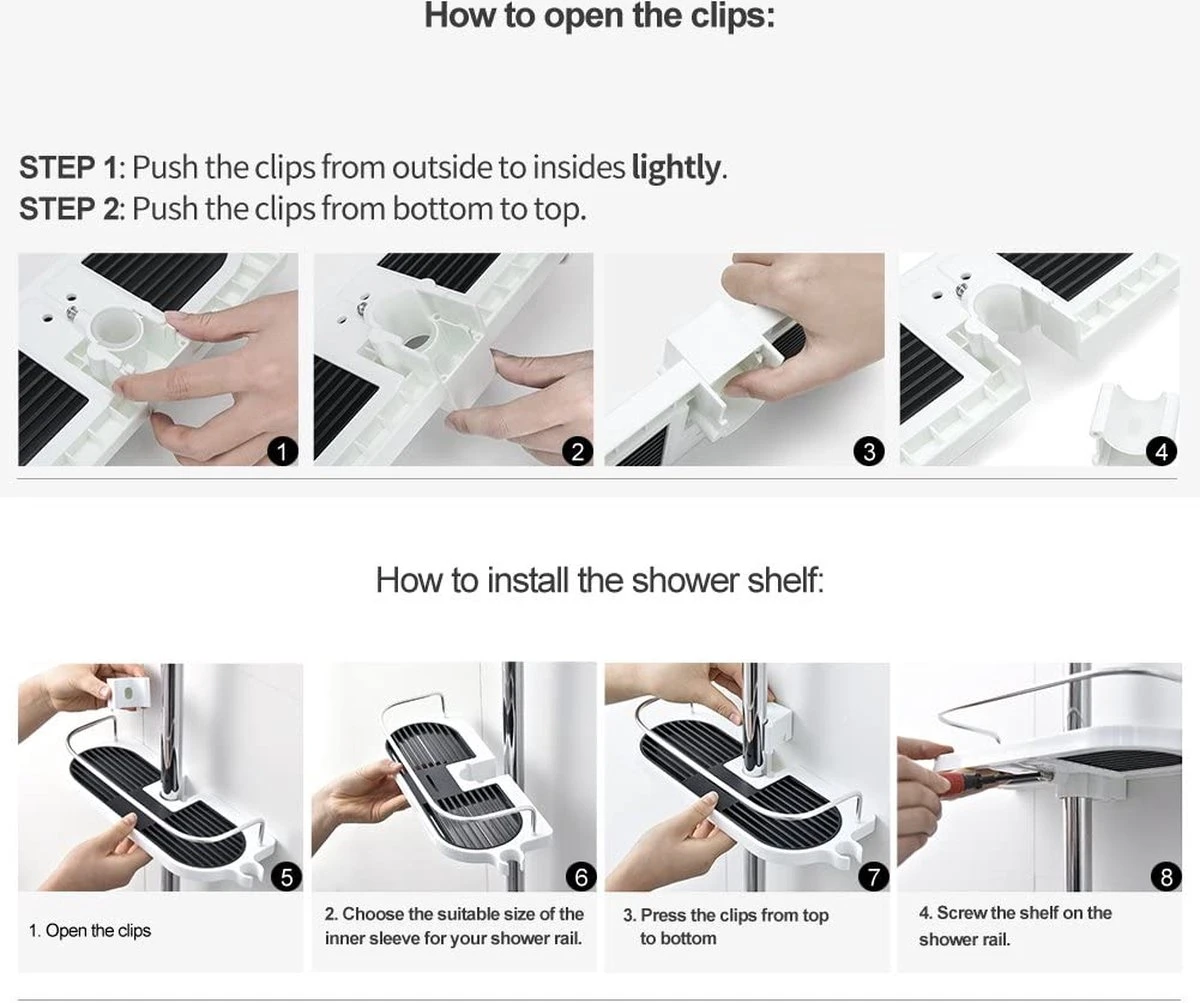 BOTC Doucherek - Zonder Boren - Doucherek Hangend – Badkamer Organizer – Douche Organizer - Doucherekje 7 BOTC Doucherek - Zonder Boren - Doucherek Hangend – Badkamer Organizer – Douche Organizer - Doucherekje - Afbeelding 7