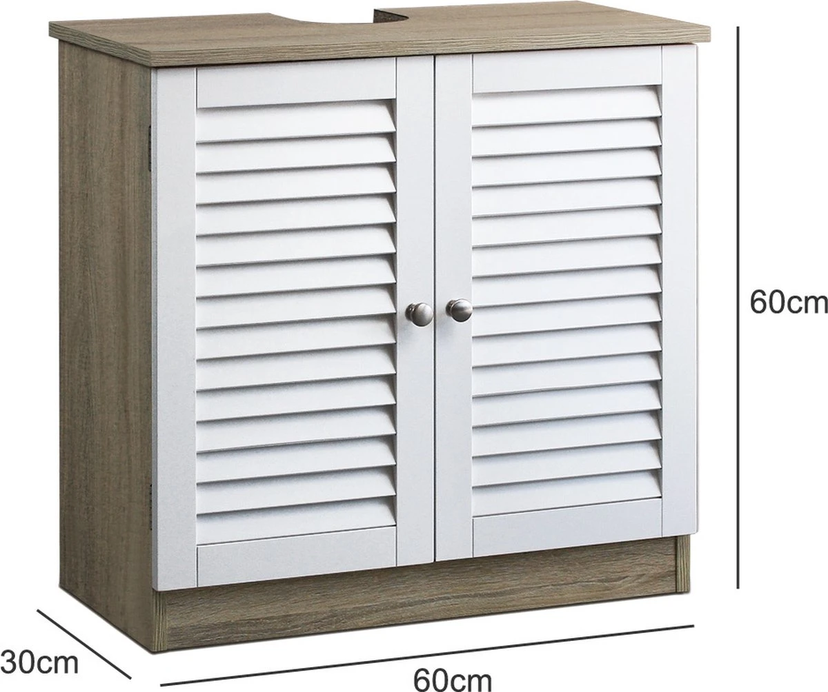 Casaria Wastafel Onderkast Met Uitsparing 60 X 30 X 60cm Witbruin 4 Casaria Wastafel Onderkast Met Uitsparing 60 X 30 X 60cm Witbruin - Afbeelding 4