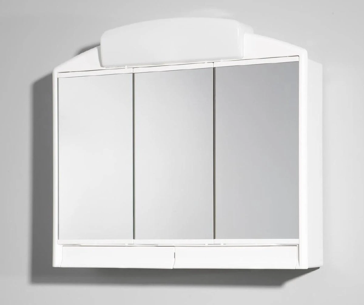 Badkamerkast Met Spiegel - 3 Deurs - Wit - Stopcontact En Verlichting (niet Inbegrepen) 1 Badkamerkast Met Spiegel - 3 Deurs - Wit - Stopcontact En Verlichting (niet Inbegrepen)
