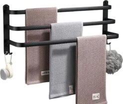 Nolad® Handdoekrek 3-armig - Handdoekhouder - Handdoekenrek - Zwart