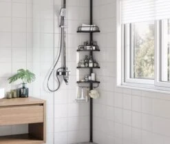 Verstelbaar Doucherek - 85-305 Cm - Van Vloer Tot Plafond - Met 4 Vakken - 3 Haken - Zwart 17 Verstelbaar Doucherek - 85-305 Cm - Van Vloer Tot Plafond - Met 4 Vakken - 3 Haken - Zwart -Merkloos Verkoop 1200x1017 1