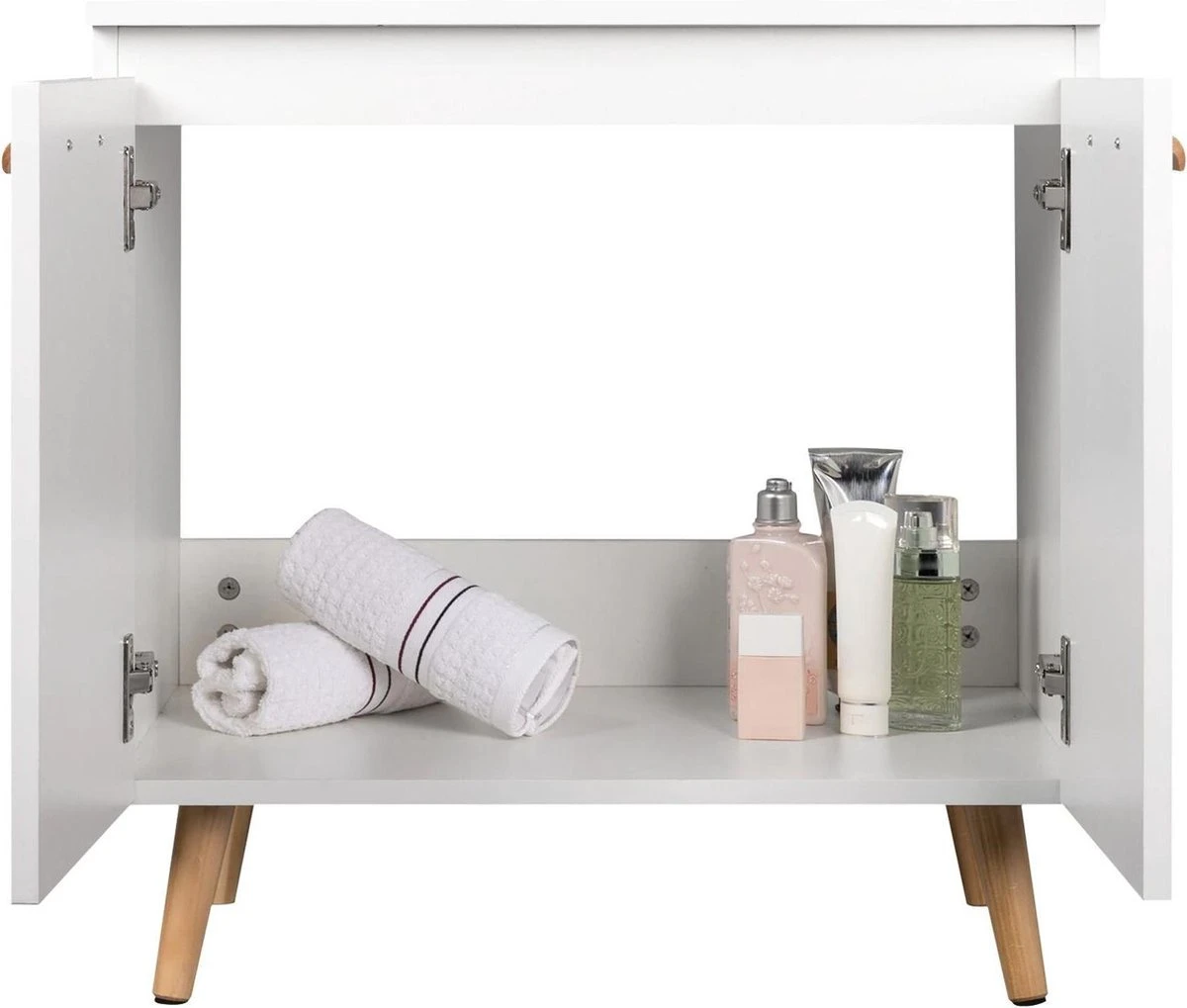 Luxiqo Wastafel Onderkast - Wastafel Onderkast Met Uitsparing - Wastafelmeubel - Badkamerkast - Wit/Eiken - 60 X 40 X 60.5 Cm 3 Luxiqo Wastafel Onderkast - Wastafel Onderkast Met Uitsparing - Wastafelmeubel - Badkamerkast - Wit/Eiken - 60 X 40 X 60.5 Cm - Afbeelding 3