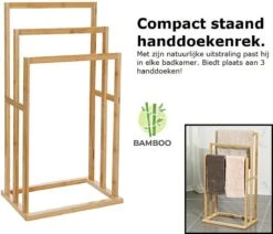 Merkloos Decopatent® Handdoekrek - Vrijstaand Handdoekenrek Voor In Badkamer - Handdoekrek - Bamboe Hout - Handdoek - Droogrek Met 3 Armen -Merkloos Verkoop 1200x1030 2