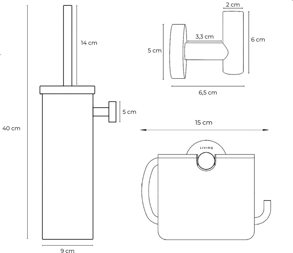 Toiletaccessoireset Zwart 3-delig - Luxe Toilet Set - Toiletborstel Met Houder - Toiletrolhouder Met Klep - Handdoekhaak 6 Toiletaccessoireset Zwart 3-delig - Luxe Toilet Set - Toiletborstel Met Houder - Toiletrolhouder Met Klep - Handdoekhaak - Afbeelding 6