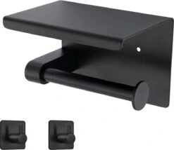 Toiletrolhouder Met Plankje - Zelfklevend Of Boren - WC Rolhouder - Incl. Handdoekhaakjes - Zwart 12 Toiletrolhouder Met Plankje - Zelfklevend Of Boren - WC Rolhouder - Incl. Handdoekhaakjes - Zwart -Merkloos Verkoop 1200x1041
