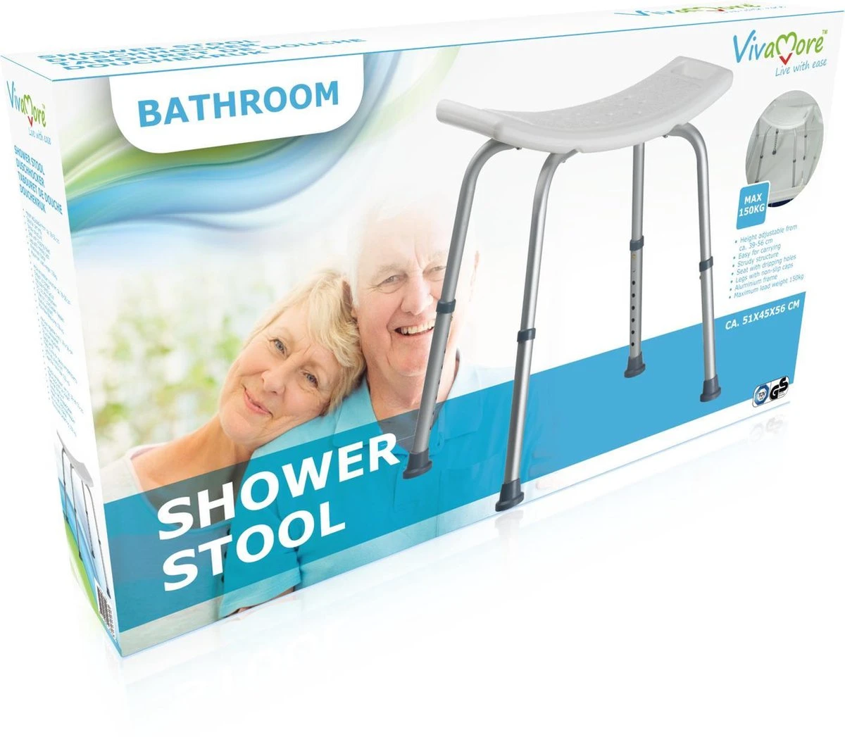 Vivamore Douchekruk - Antislip Douchestoel - In Hoogte Verstelbaar - Max. 150 KG 3 Vivamore Douchekruk - Antislip Douchestoel - In Hoogte Verstelbaar - Max. 150 KG - Afbeelding 3