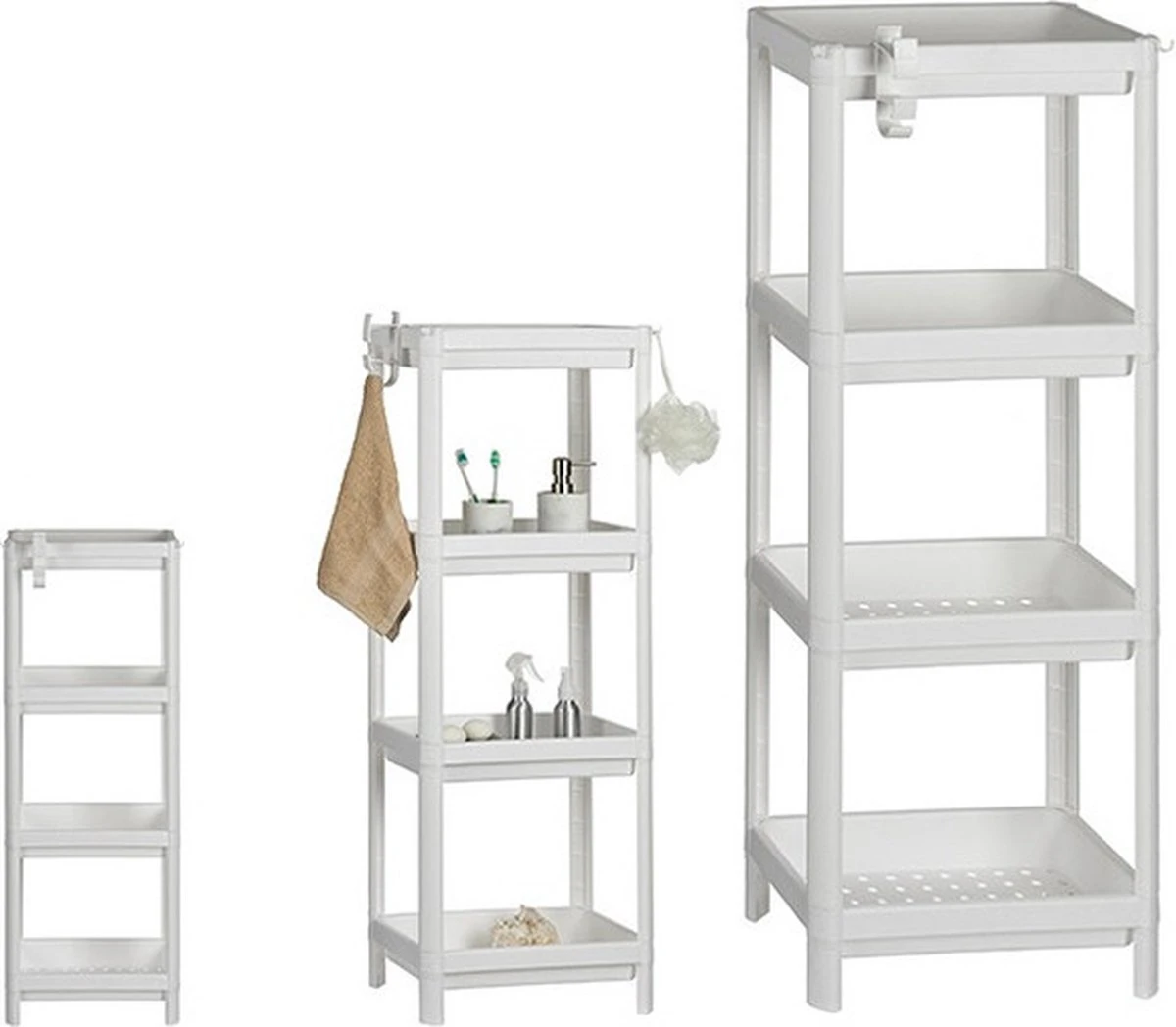 Badkamerrek/opbergkast Wit Kunststof 4-laags 36 X 23 X 100 Cm - Handdoeken En Toiletspullen Badkamerrekjes 2 Badkamerrek/opbergkast Wit Kunststof 4-laags 36 X 23 X 100 Cm - Handdoeken En Toiletspullen Badkamerrekjes - Afbeelding 2