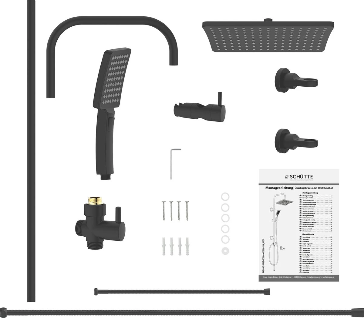 SCHÜTTE Mallorca Douchesysteem - Regendouche - 95 Cm Stang - Wandhouder In Hoogte Verstelbaar - Mat Zwart 6 SCHÜTTE Mallorca Douchesysteem - Regendouche - 95 Cm Stang - Wandhouder In Hoogte Verstelbaar - Mat Zwart - Afbeelding 6