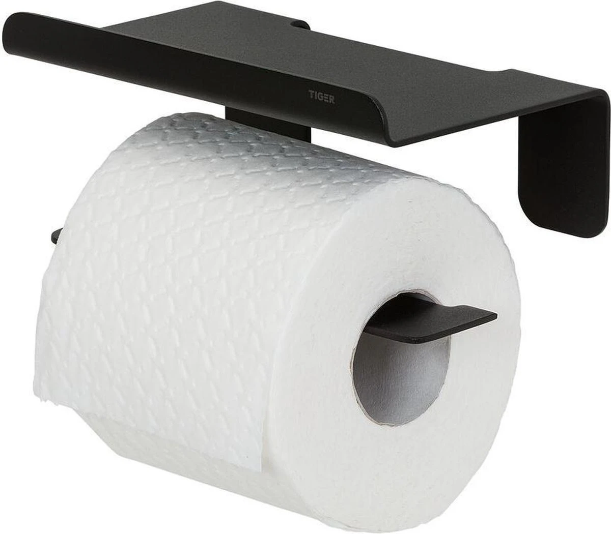 Tiger Colar - Toiletrolhouder Met Planchet - Zwart 1 Tiger Colar - Toiletrolhouder Met Planchet - Zwart