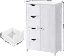 Badkamerkast, Ladekast Met 4 Schuifladen En 1 Deur, Wit, 55 X 81 X 30 Cm -Wastafelonderkast - Badkamermeubel 15 Badkamerkast, Ladekast Met 4 Schuifladen En 1 Deur, Wit, 55 X 81 X 30 Cm -Wastafelonderkast - Badkamermeubel -Merkloos Verkoop 1200x1052 1