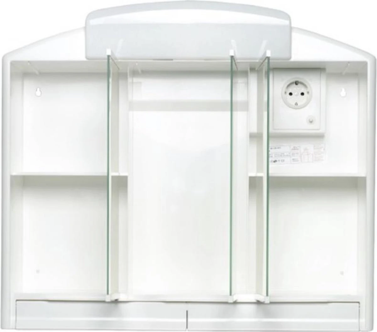 Badkamerkast Met Spiegel - 3 Deurs - Wit - Stopcontact En Verlichting (niet Inbegrepen) 2 Badkamerkast Met Spiegel - 3 Deurs - Wit - Stopcontact En Verlichting (niet Inbegrepen) - Afbeelding 2