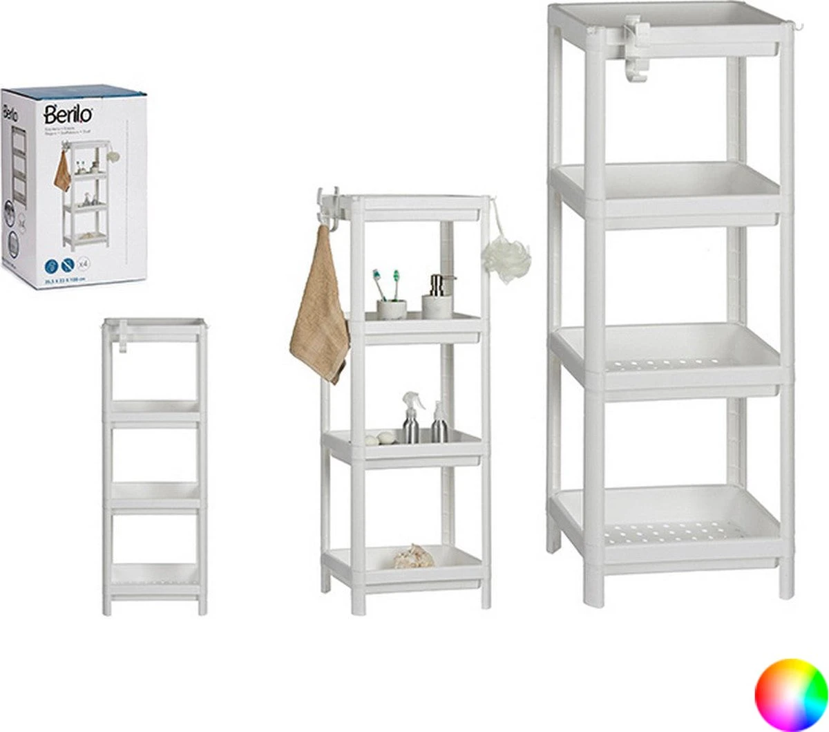 Badkamerrek/opbergkast Wit Kunststof 4-laags 36 X 23 X 100 Cm - Handdoeken En Toiletspullen Badkamerrekjes 4 Badkamerrek/opbergkast Wit Kunststof 4-laags 36 X 23 X 100 Cm - Handdoeken En Toiletspullen Badkamerrekjes - Afbeelding 4