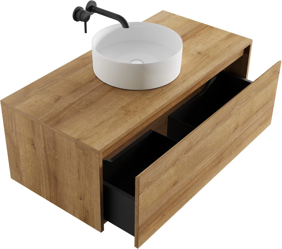 Badkamermeubel Jelsey 100 Cm Eiken - Met Waskom 7 Badkamermeubel Jelsey 100 Cm Eiken - Met Waskom - Afbeelding 7