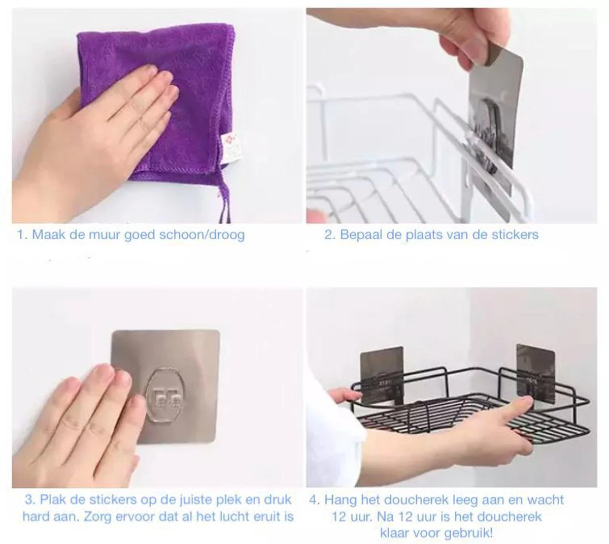 HomeBasics Zelfklevend Doucherek | Zwart | Zonder Boren | Doucherek Met Zuignap | Zuignappen | Doucherek Hoek | Badrek | Douchemandje | Keukenrek | Specerijenrek | Kruidenrek 2 HomeBasics Zelfklevend Doucherek | Zwart | Zonder Boren | Doucherek Met Zuignap | Zuignappen | Doucherek Hoek | Badrek | Douchemandje | Keukenrek | Specerijenrek | Kruidenrek - Afbeelding 2