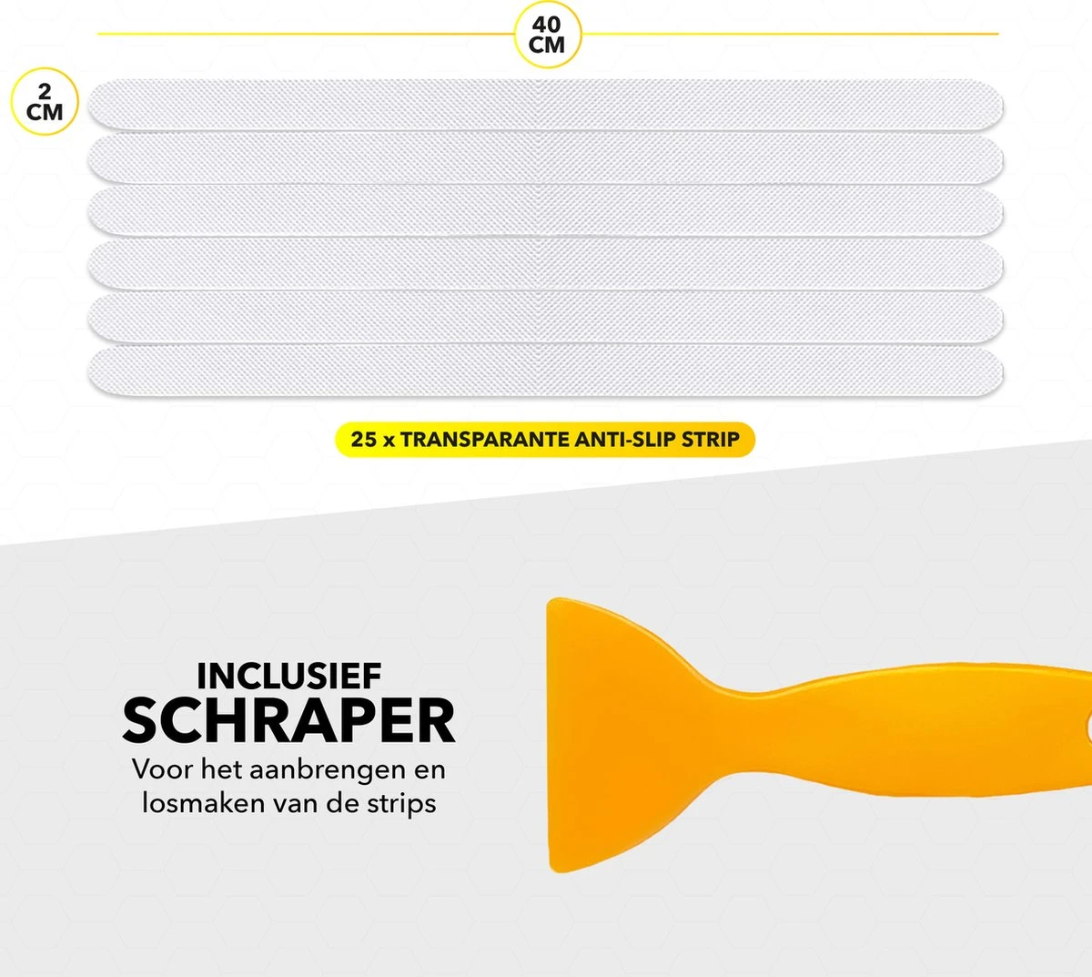 RX Goods 25 Stuks Zelfklevende Anti Slip Strips Stickers – 2 Cm X 40 Cm - Met Schraper – Transparante Tape 6 RX Goods 25 Stuks Zelfklevende Anti Slip Strips Stickers – 2 Cm X 40 Cm - Met Schraper – Transparante Tape - Afbeelding 6