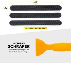RX Goods 25 Stuks Zelfklevende Anti Slip Strips Stickers – 2 Cm X 20 Cm - Met Schraper – Zwarte Antislip Tape -Merkloos Verkoop 1200x1073 7
