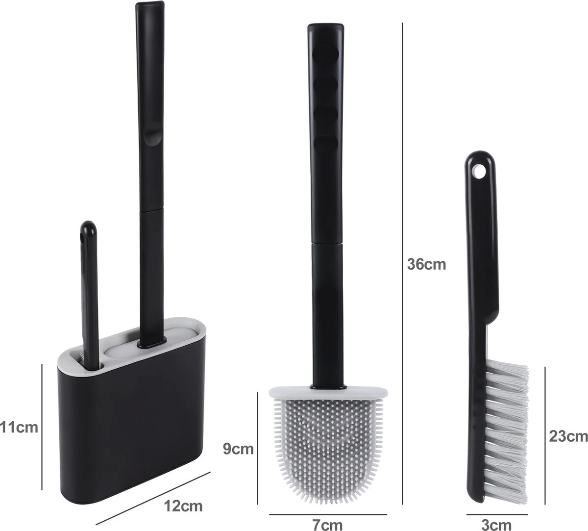 Lopoleis WC Borstel – Toiletborstel – Gesloten Bodem – WC Borstel Met Randreiniger – Siliconen – Zwart – WC Borstel Met Houder – Vrijstaand – Hangend – WC Borstel En Houder 3 Lopoleis WC Borstel – Toiletborstel – Gesloten Bodem – WC Borstel Met Randreiniger – Siliconen – Zwart – WC Borstel Met Houder – Vrijstaand – Hangend – WC Borstel En Houder - Afbeelding 3
