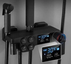 Merkloos Compleet Douchesysteem | ABS Doucheset | Mat Zwarte Hoofddouche En Handdouche | Vierkante Regendouche Voor Badkamer | Verstelbaar | Temperatuur Display | 360° Draaibaar 11 Merkloos Compleet Douchesysteem | ABS Doucheset | Mat Zwarte Hoofddouche En Handdouche | Vierkante Regendouche Voor Badkamer | Verstelbaar | Temperatuur Display | 360° Draaibaar -Merkloos Verkoop 1200x1092 7