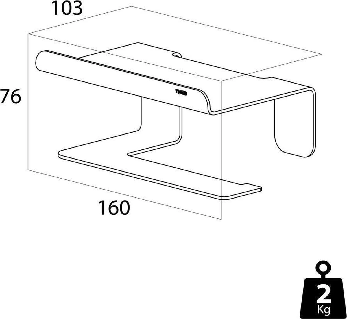 Tiger Colar - Toiletrolhouder Met Planchet - Zwart 8 Tiger Colar - Toiletrolhouder Met Planchet - Zwart - Afbeelding 8