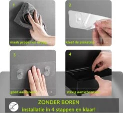 1FORME | Toiletrolhouder | WC-rolhouder | Met Plankje / Plateau | Met Opbergvak Vochtige Doekjes | RVS Zwart | Met Of Zonder Boren | -Merkloos Verkoop 1200x1105 1