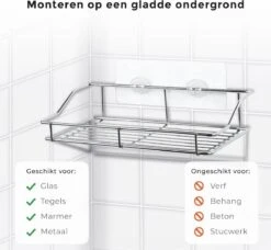 LifeGoods Zelfklevend Doucherek - 2 Stuks - Hangend Badkamer Rekje - Zonder Boren En Schroeven - RVS -Merkloos Verkoop 1200x1106 1