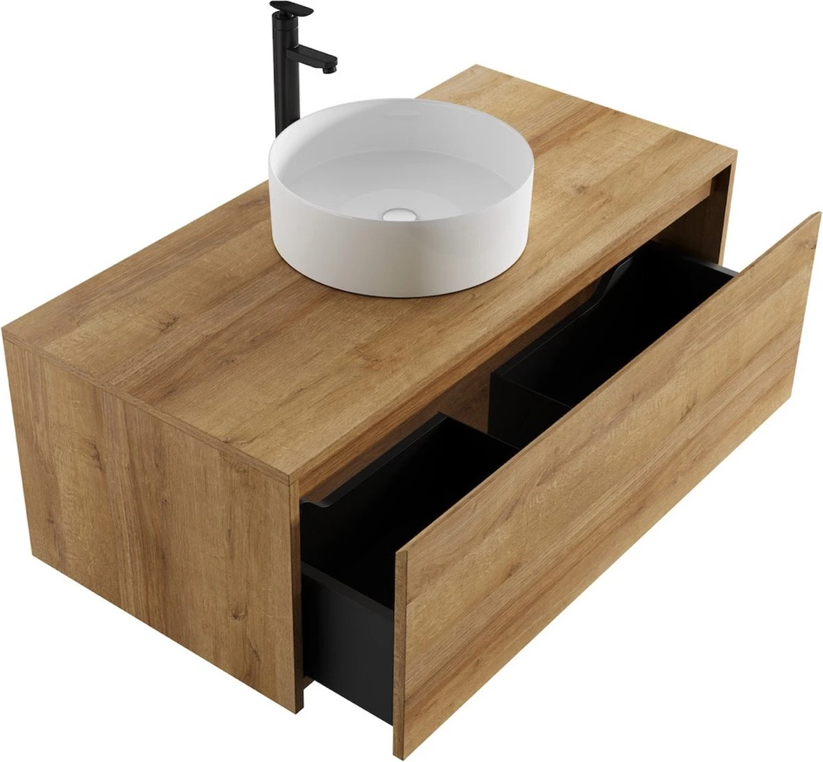 Badkamermeubel Jelsey 100 Cm Eiken - Met Waskom 4 Badkamermeubel Jelsey 100 Cm Eiken - Met Waskom - Afbeelding 4