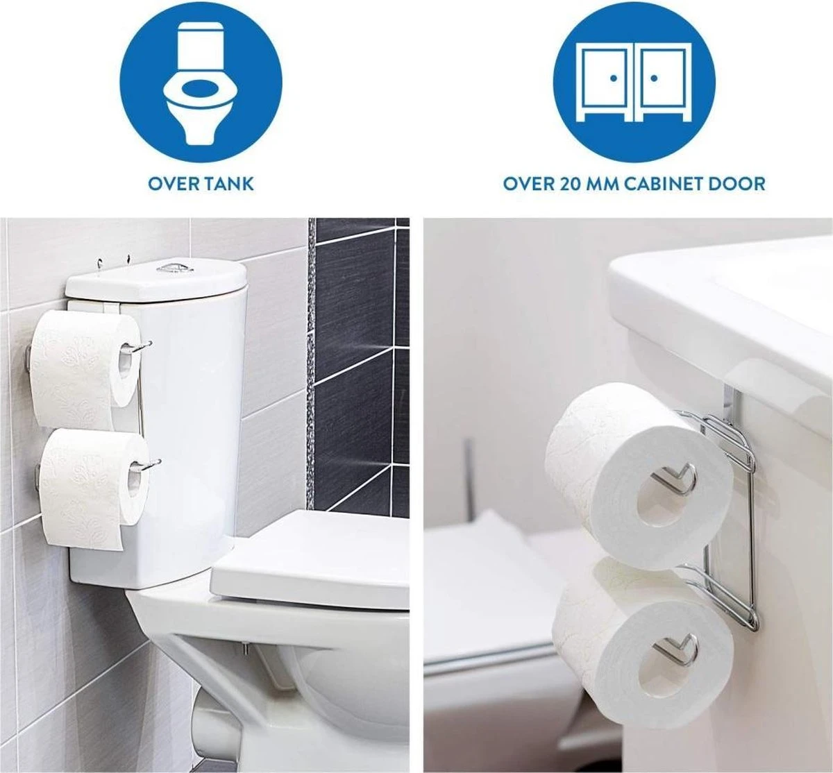 Wonderworker Clever - Hangende RVS Toiletpapier Houder - WC Rolhouder Hangend Verchroomd - Closetrolhouder - Reserverolhouder - WC Rol Houder - Dubbele Closetrolhouder - Zonder Boren & Schroeven - Geschikt Voor Toiletpot/Over De Deur - Verchroomd 1 Wonderworker Clever - Hangende RVS Toiletpapier Houder - WC Rolhouder Hangend Verchroomd - Closetrolhouder - Reserverolhouder - WC Rol Houder - Dubbele Closetrolhouder - Zonder Boren & Schroeven - Geschikt Voor Toiletpot/Over De Deur - Verchroomd
