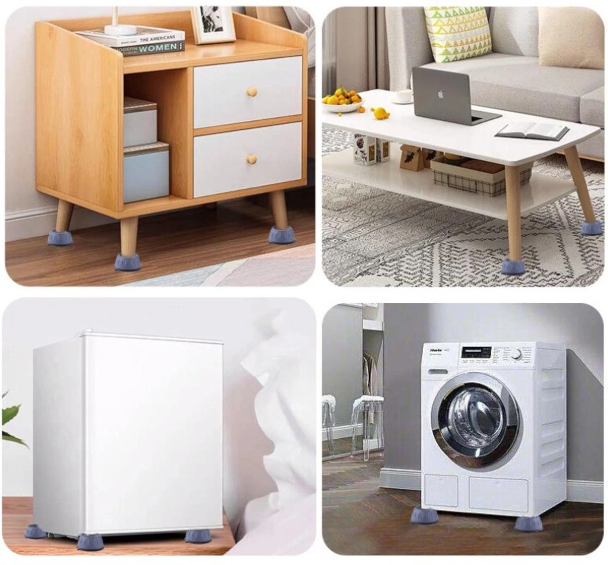 Wasmachine Demper – Trillingsdemper – Anti Slip – Schokdemper – Anti Tril – Wasmachine Voetjes – Vibratiedempers – Verhoger – 4 Stuks - Grijs 4 Wasmachine Demper – Trillingsdemper – Anti Slip – Schokdemper – Anti Tril – Wasmachine Voetjes – Vibratiedempers – Verhoger – 4 Stuks - Grijs - Afbeelding 4