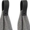 SETPRIJS - 2x Leren Magneet-lus - ZWART - Handles And More® (handdoekhaak - Handdoekhaakje - Handdoeklus - Handdoekhanger - Magnetische Handdoekhouder)