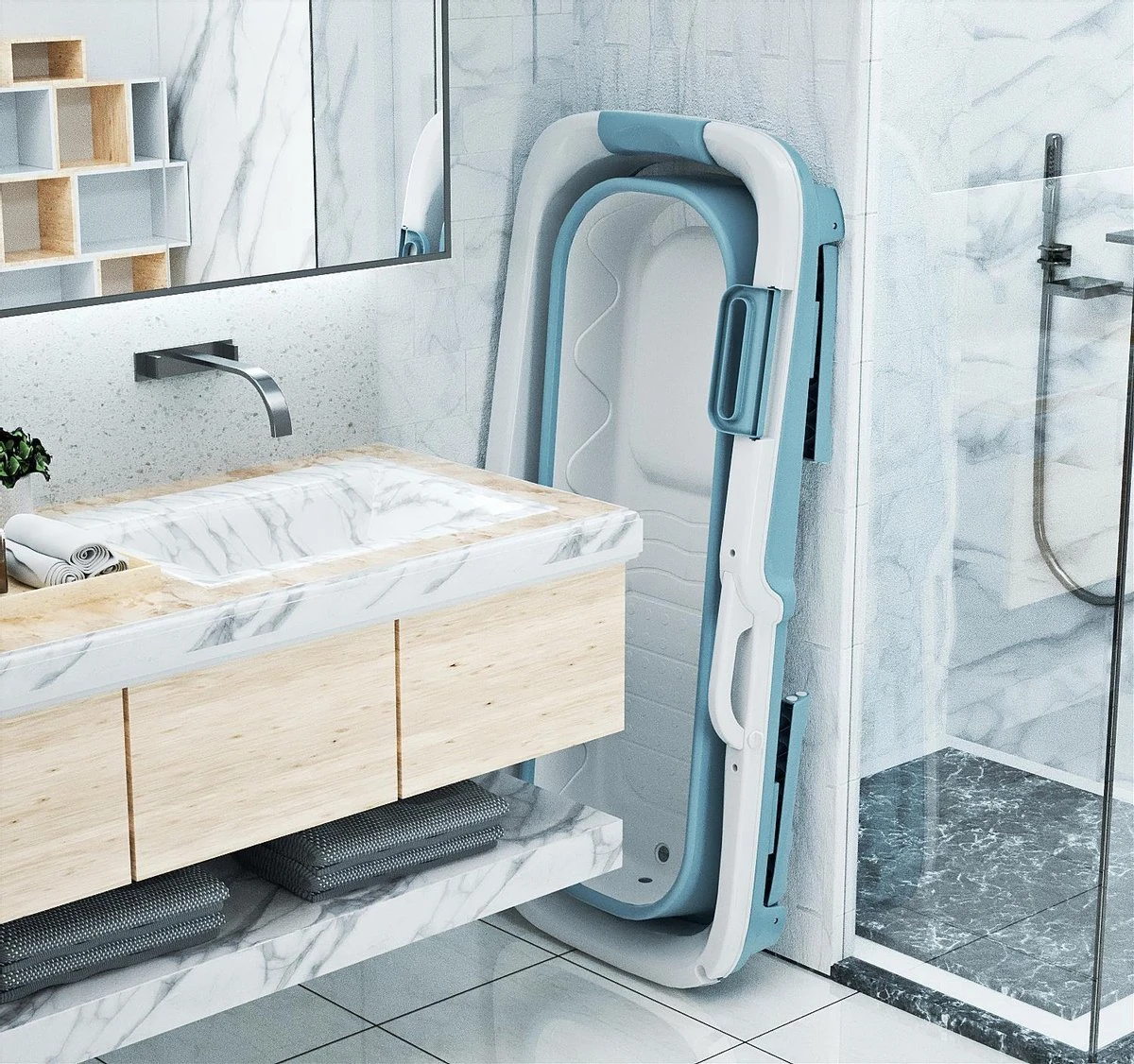 Foresta Opvouwbaar Bad Voor Volwassenen - 150cm - Bath Bucket - Blauw 2 Foresta Opvouwbaar Bad Voor Volwassenen - 150cm - Bath Bucket - Blauw - Afbeelding 2