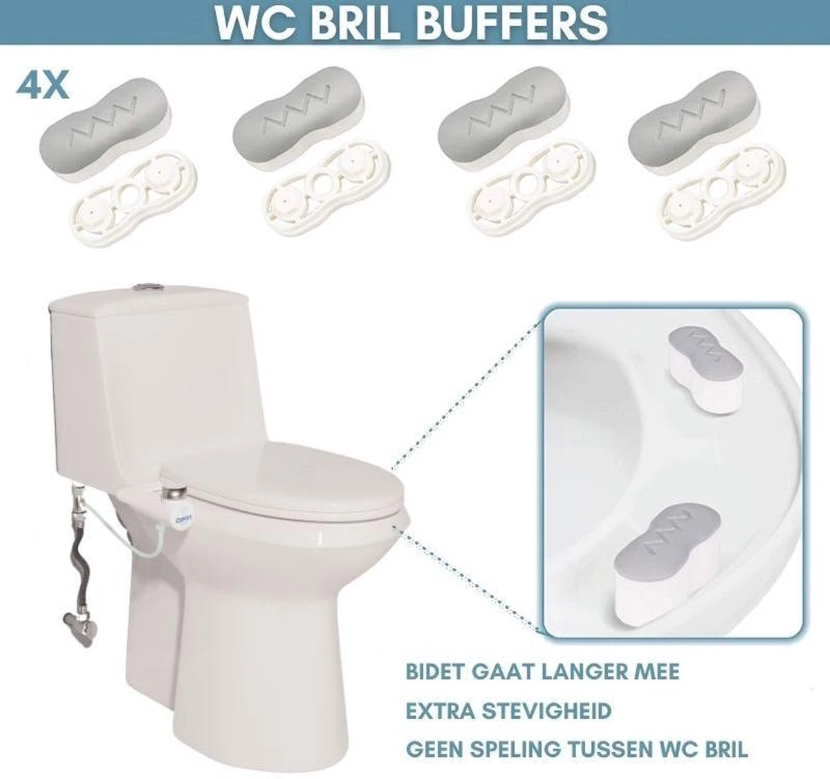 Bidet WC-bril Buffers - Toiletzitting Buffers - Verleng Levensduur Bidet 2 Bidet WC-bril Buffers - Toiletzitting Buffers - Verleng Levensduur Bidet - Afbeelding 2
