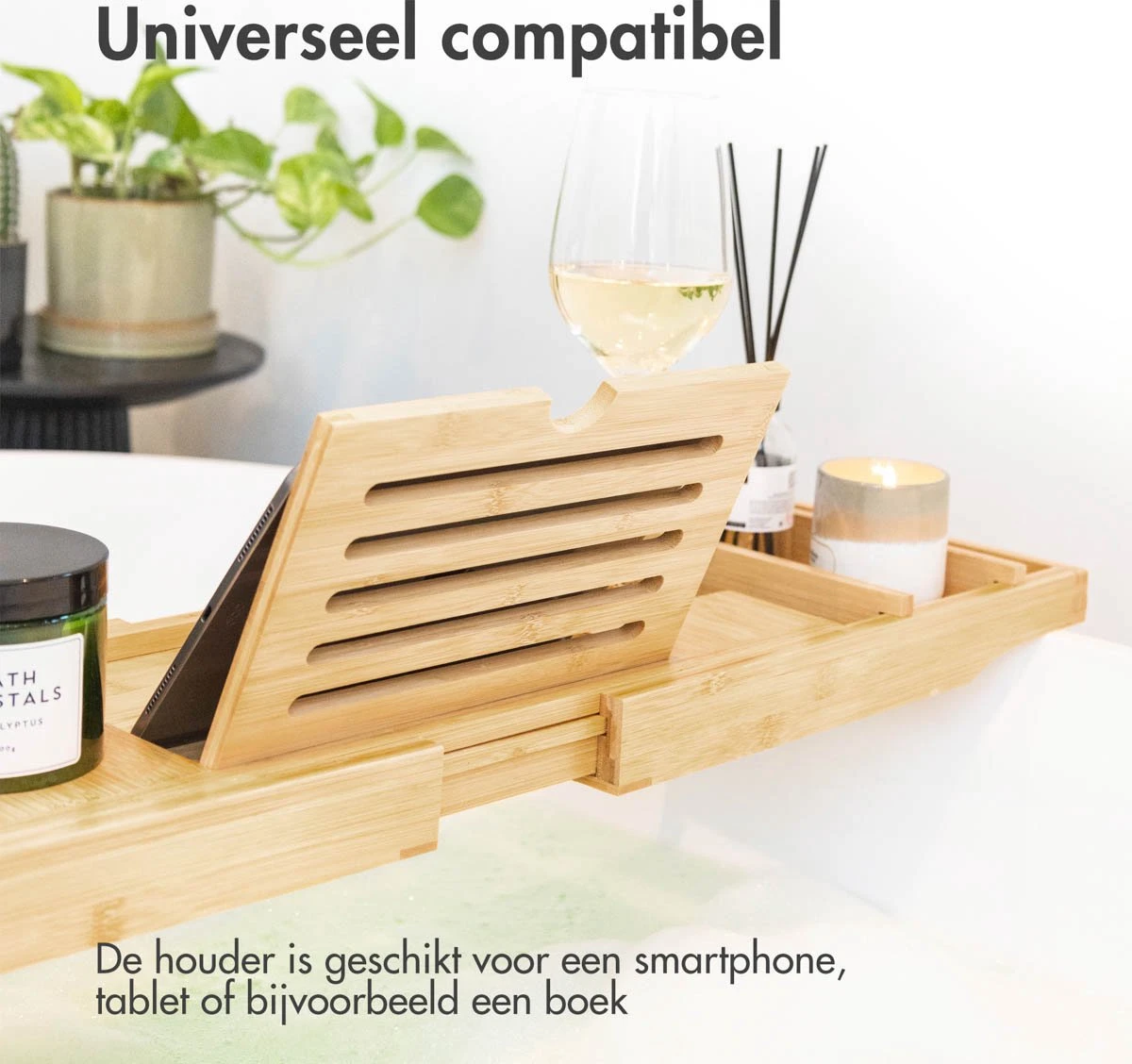 IMoshion Badplank Voor In Bad - Dienblad Inclusief Pootjes - Tablet Houder - Badrek Uitschuifbaar 75 Tot 110 Cm - Lichtbruin 2 IMoshion Badplank Voor In Bad - Dienblad Inclusief Pootjes - Tablet Houder - Badrek Uitschuifbaar 75 Tot 110 Cm - Lichtbruin - Afbeelding 2