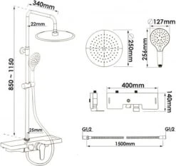 Doucheset - Met Douchemengkraan - En Regendouche - Zwart -Merkloos Verkoop 1200x1131 1
