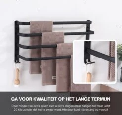 Merkloos Handdoekrek 4-armig | Handdoekrek Badkamer | Handdoekrek Zwart | Handdoekstang | Handdoekhouder | Handdoekenrek | Badkamer Accessoires Zwart | Inclusief Montage | Matte Zwart Collection 2022 -Merkloos Verkoop 1200x1136 2