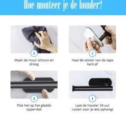 Flusive Toiletrolhouder Met 4 Handdoekhaakjes - Wc Rolhouder - Zelfklevend Zonder Boren - RVS - Zwart 16 Flusive Toiletrolhouder Met 4 Handdoekhaakjes - Wc Rolhouder - Zelfklevend Zonder Boren - RVS - Zwart -Merkloos Verkoop 1200x1138 1
